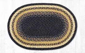 Dark/Light Blue & Mustard Braided Rug - Oval