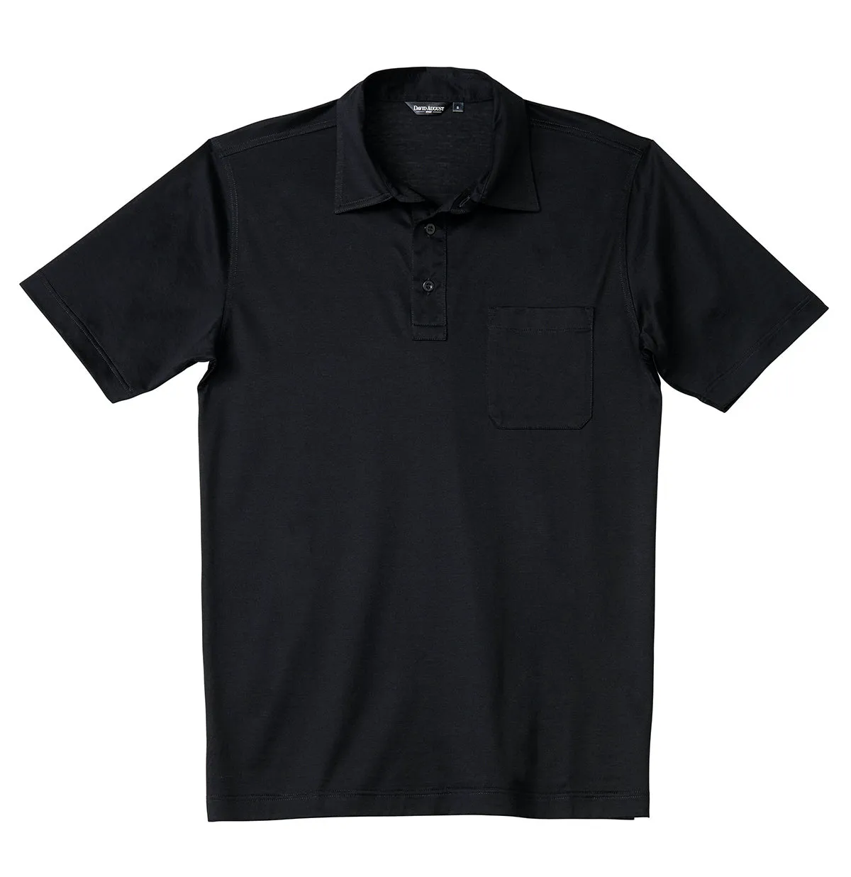 David August Mercerized Cotton Polo Black