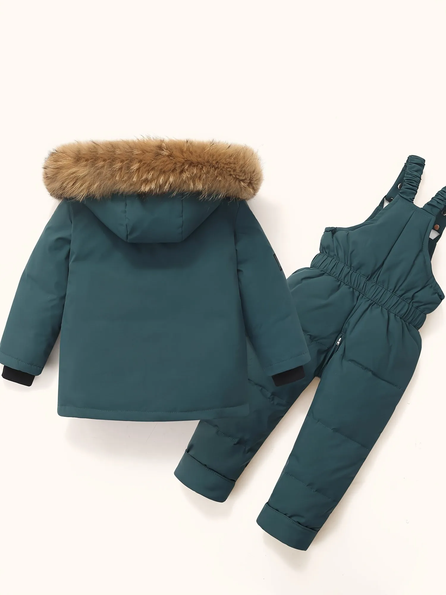 DEAR RABBIT Kids' Cozy Down Jacket & Jumpsuit Set -, Thickened Winter Wear for Boys & Girls 1-5 Years, Hooded with Pockets