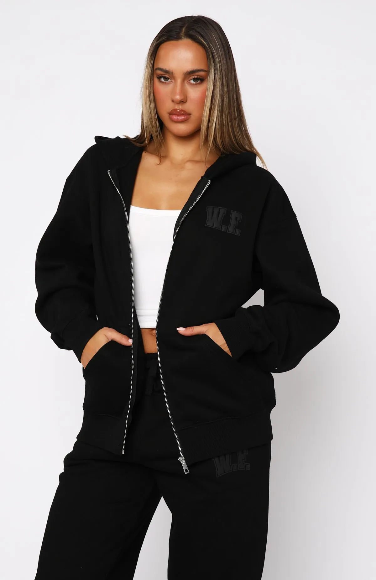 Decade Classics Varsity Zip Front Hoodie Black