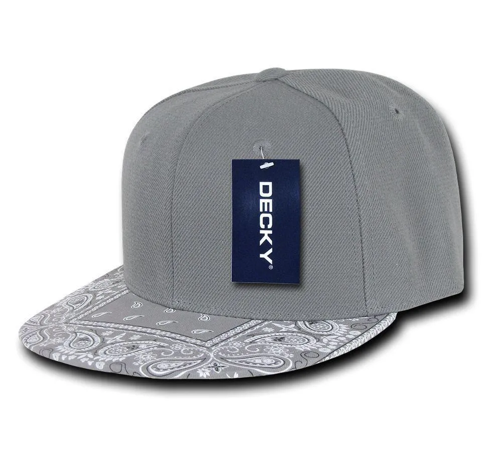 Decky Trendy Paisley Bandana Snapback Two Tone 6 Panel Flat Bill Hats Caps