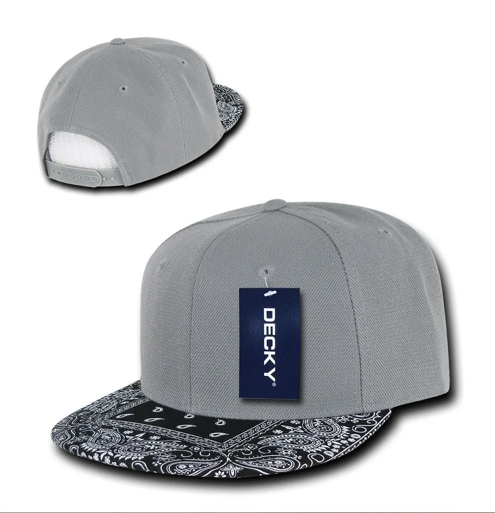 Decky Trendy Paisley Bandana Snapback Two Tone 6 Panel Flat Bill Hats Caps