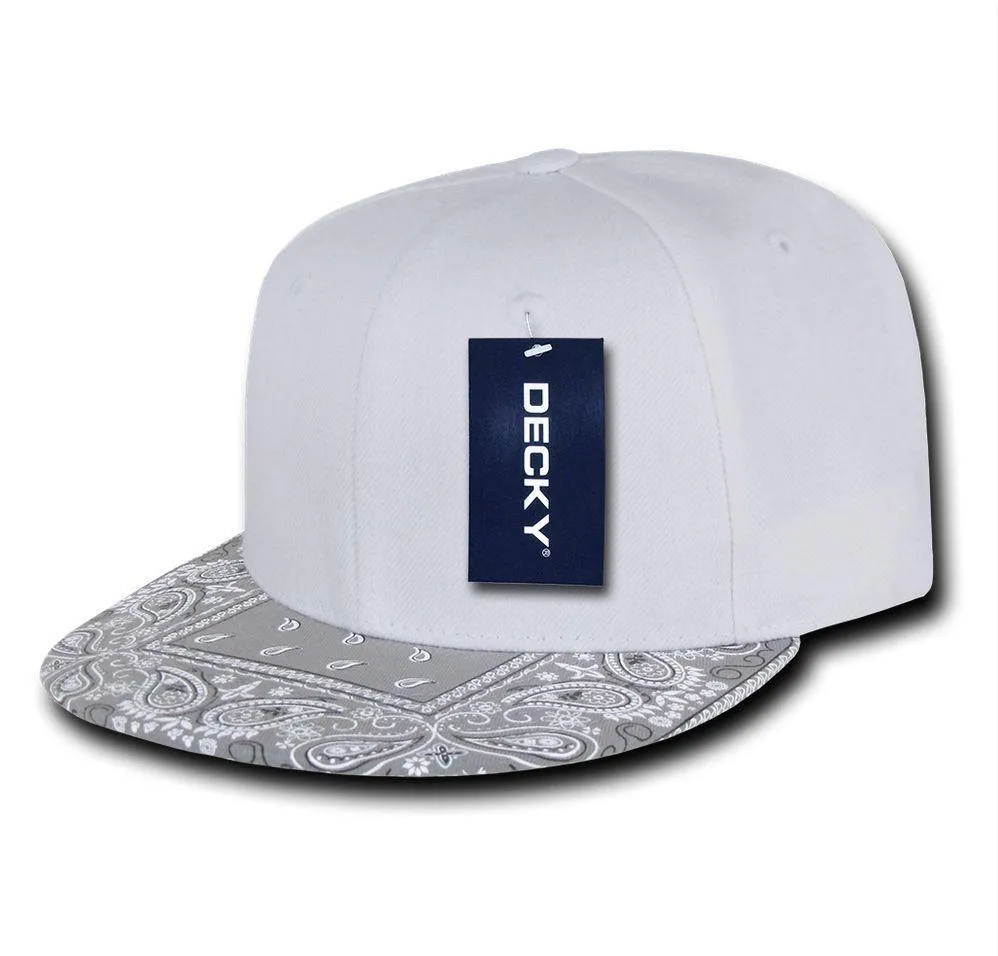 Decky Trendy Paisley Bandana Snapback Two Tone 6 Panel Flat Bill Hats Caps