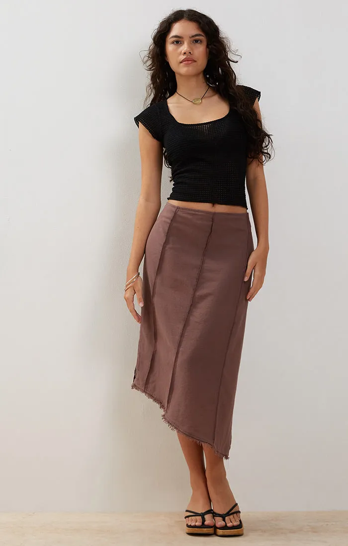 Deep Taupe Karlesa Midi Skirt