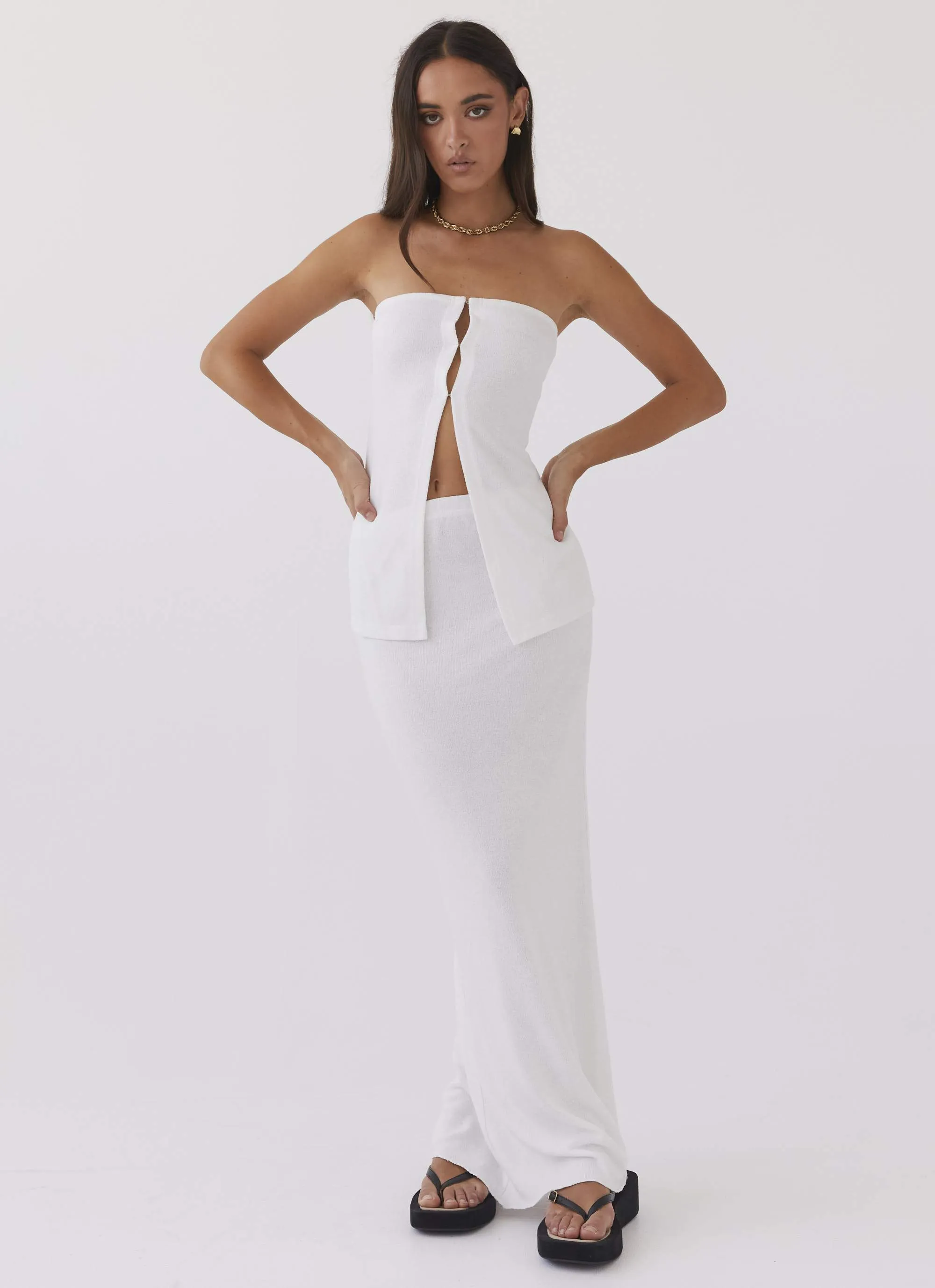 Delicate Lady Knit Maxi Skirt - White