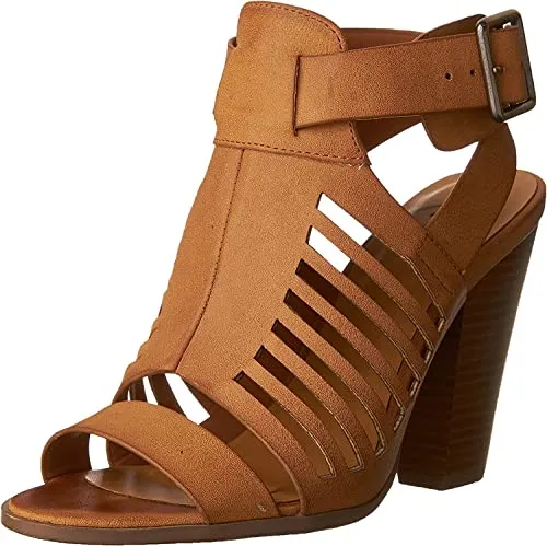 Delicious Yummy Cutout Stacked Heel Sandal Shoes Brown 6.5 Pair of Shoes