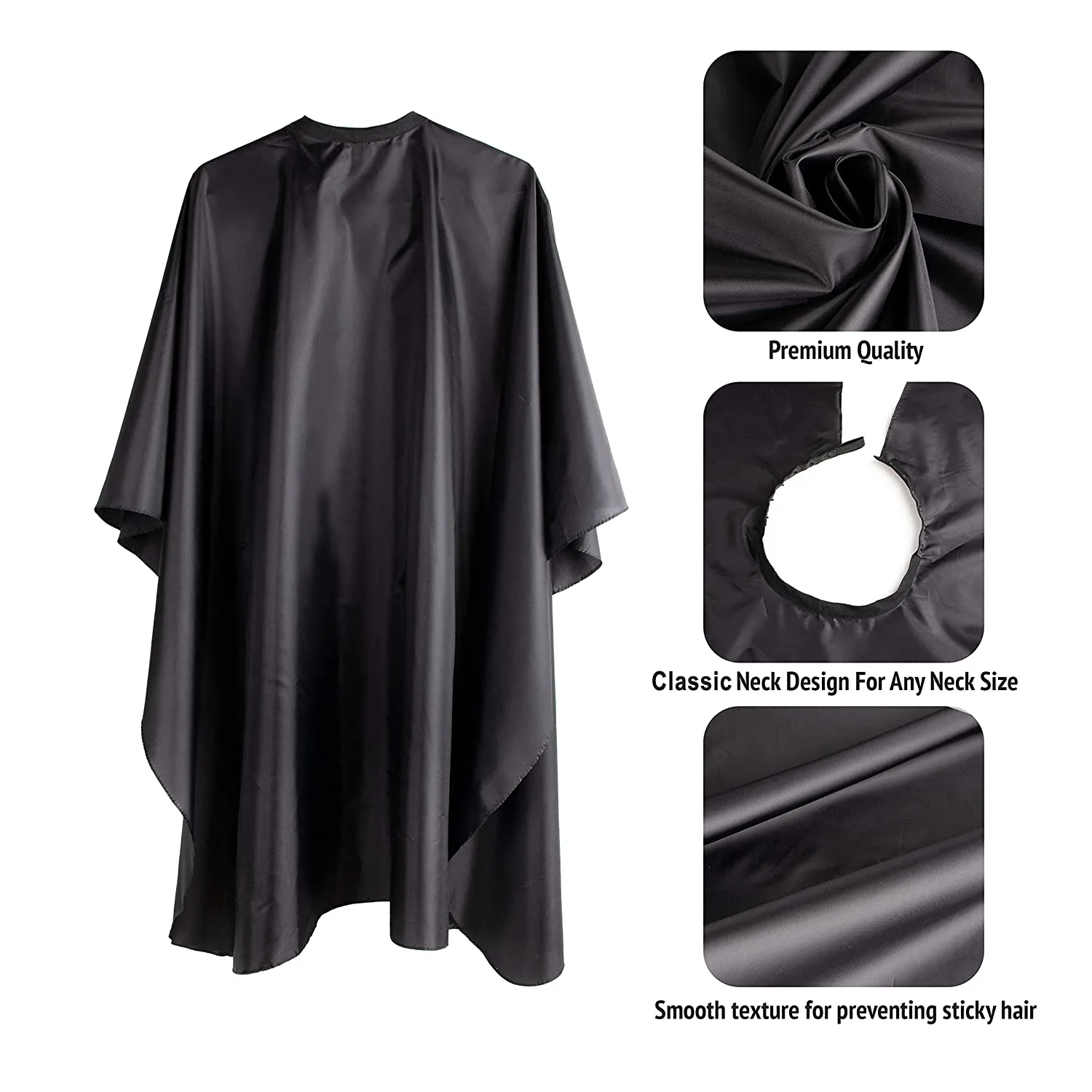 DELKINZ Barber Cape Large Size with Adjustable Snap Closure waterproof Hair Cutting Salon Cape for men, women and kids- Perfect for Hairstylists - Black