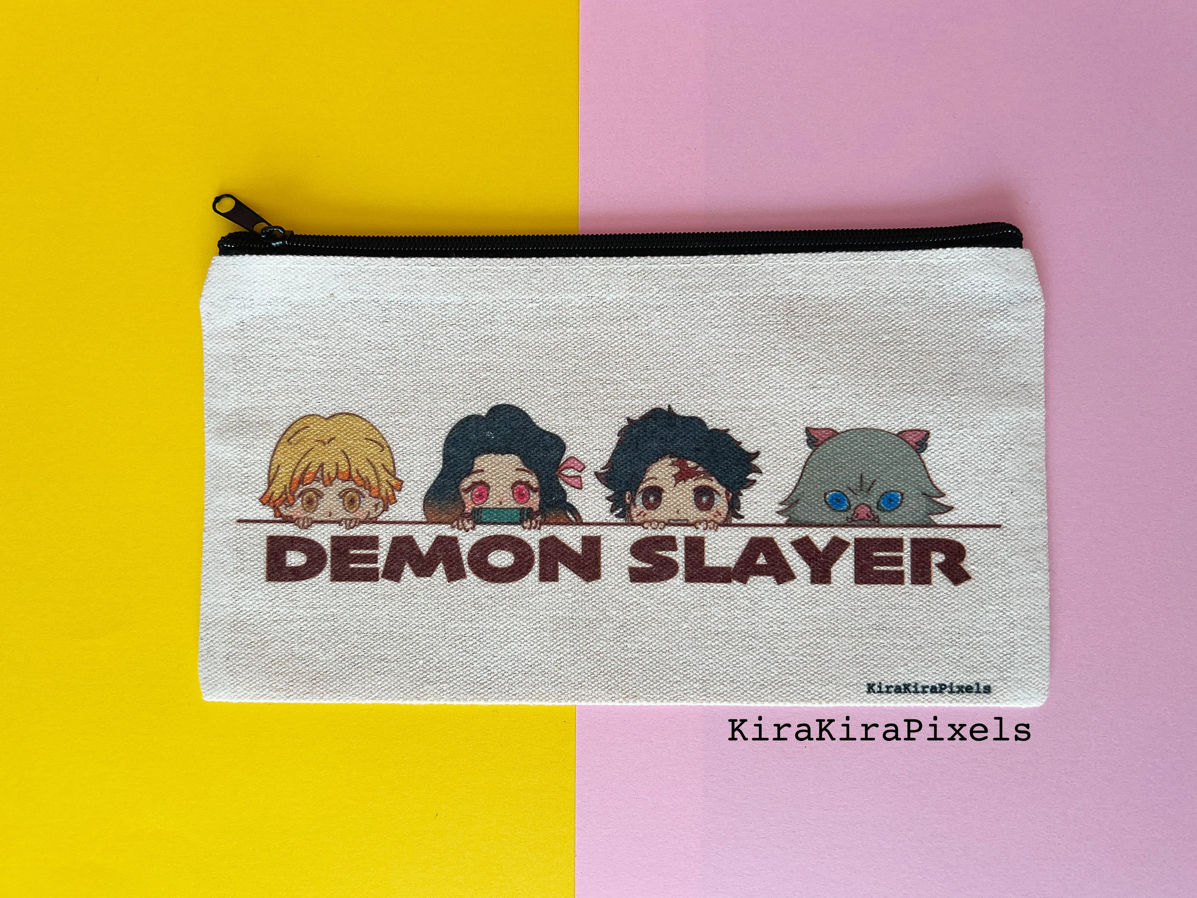 Demon Slayer Canvas Zipper Bag. Pencil/Makeup Pouch