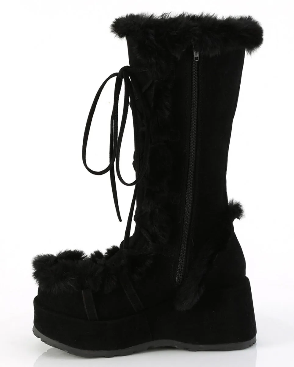 Demonia Black Winter Solstice Faux Fur Boots