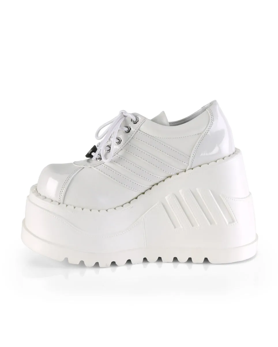 Demonia White Stomp Oxford Platforms