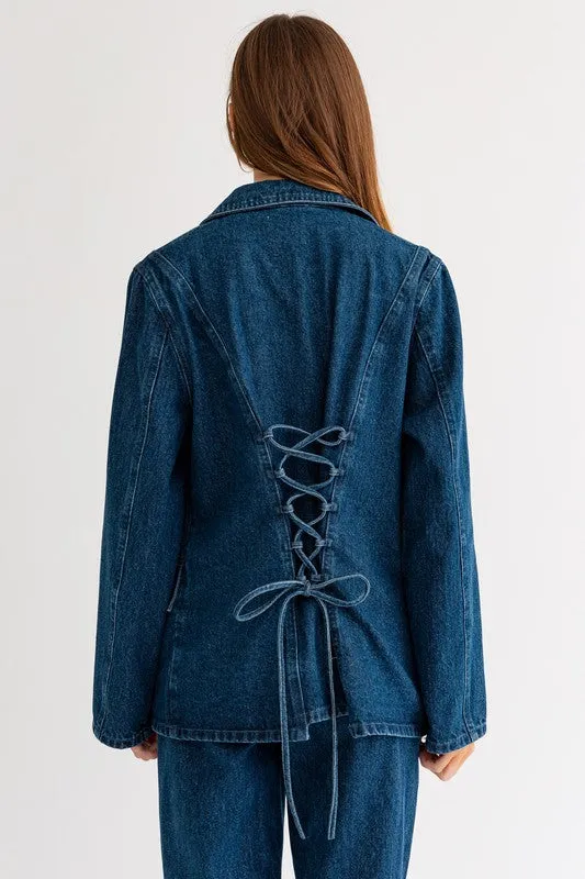 Denim Back Lace Blazer