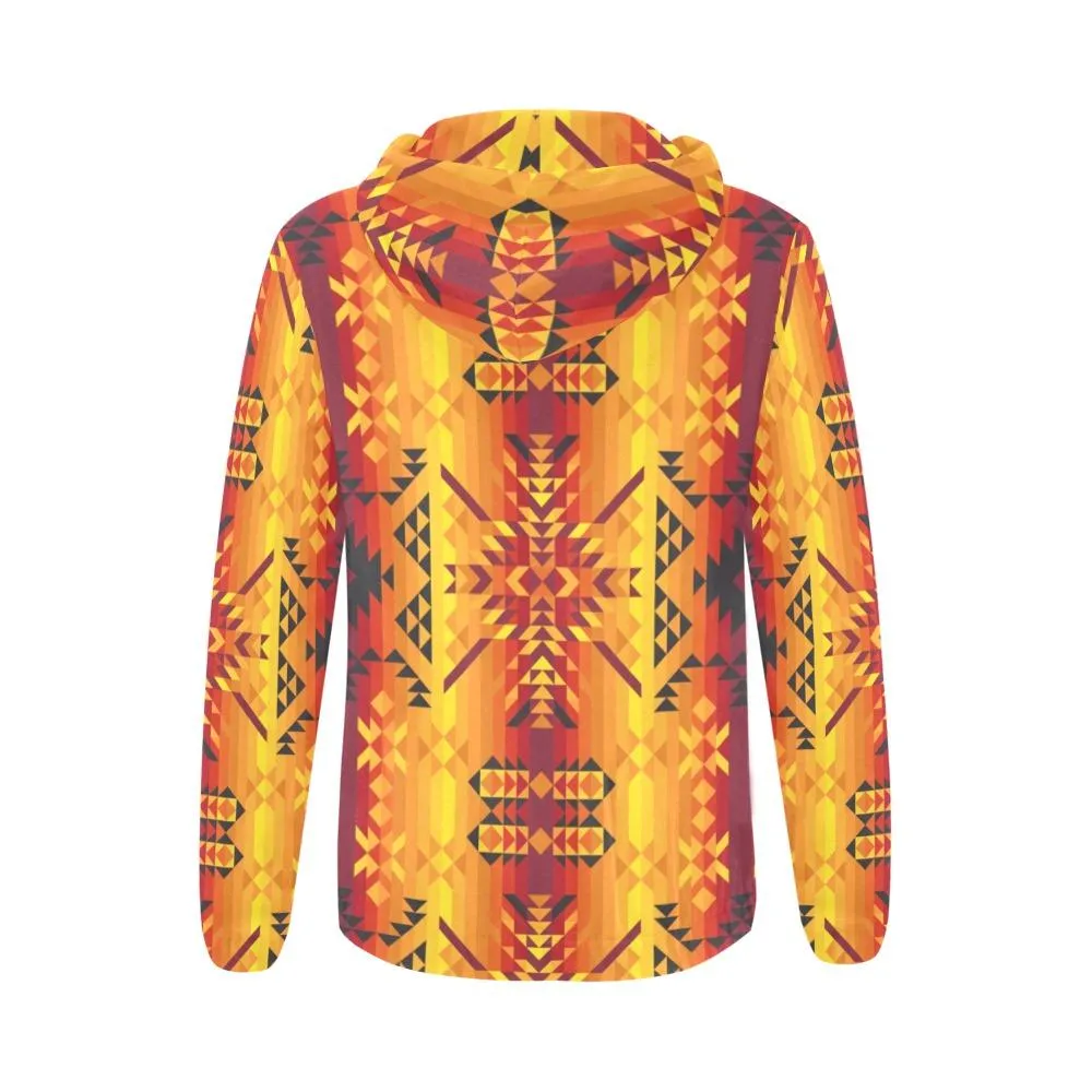 Desert Geo Yellow Red Full Zip Hoodie for Women