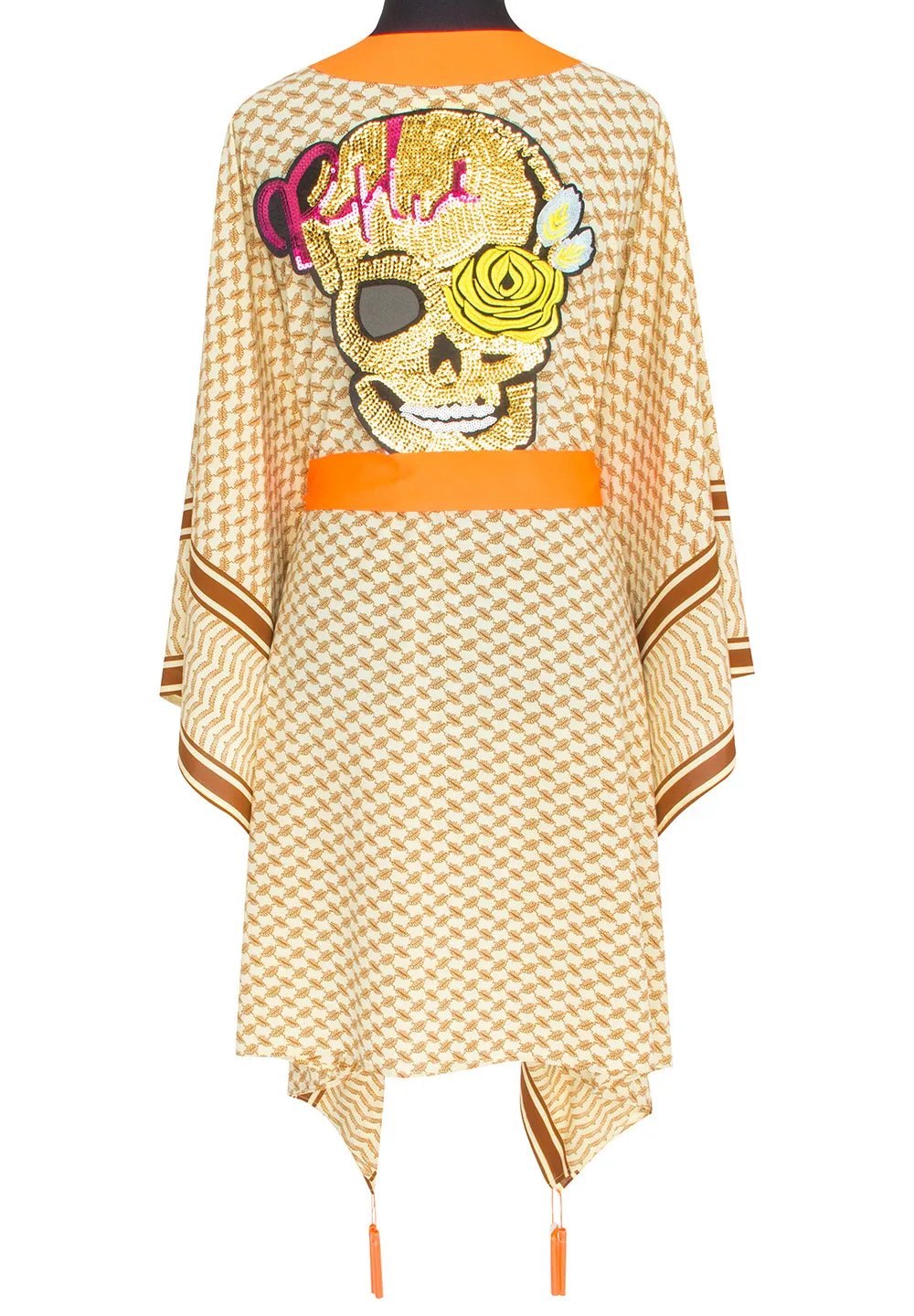 Desert - Sand Kimono Skull (Neon Orange)