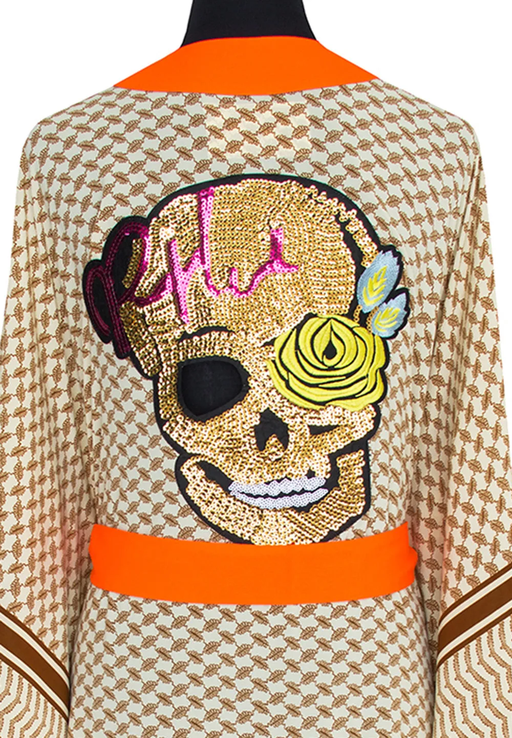 Desert - Sand Kimono Skull (Neon Orange)