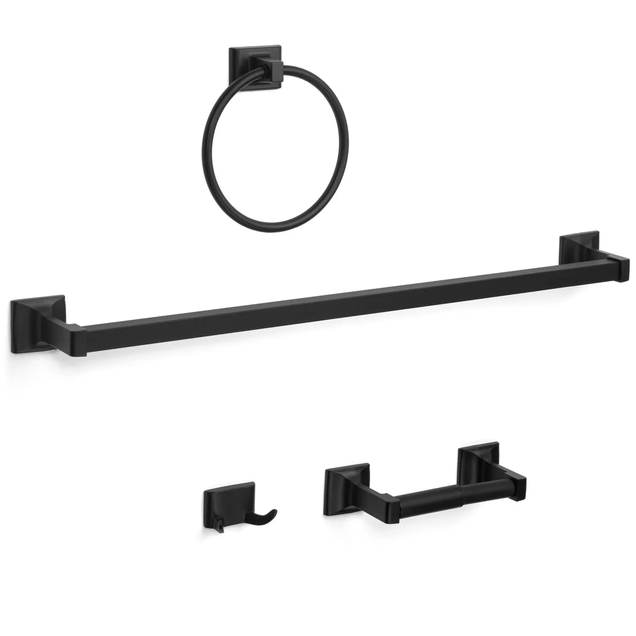 Designers Impressions Eclipse Series 4 Piece Black Bathroom Hardware Set