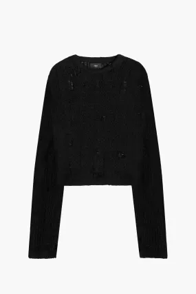 Destroyed Cropped Nero Jumper | Black