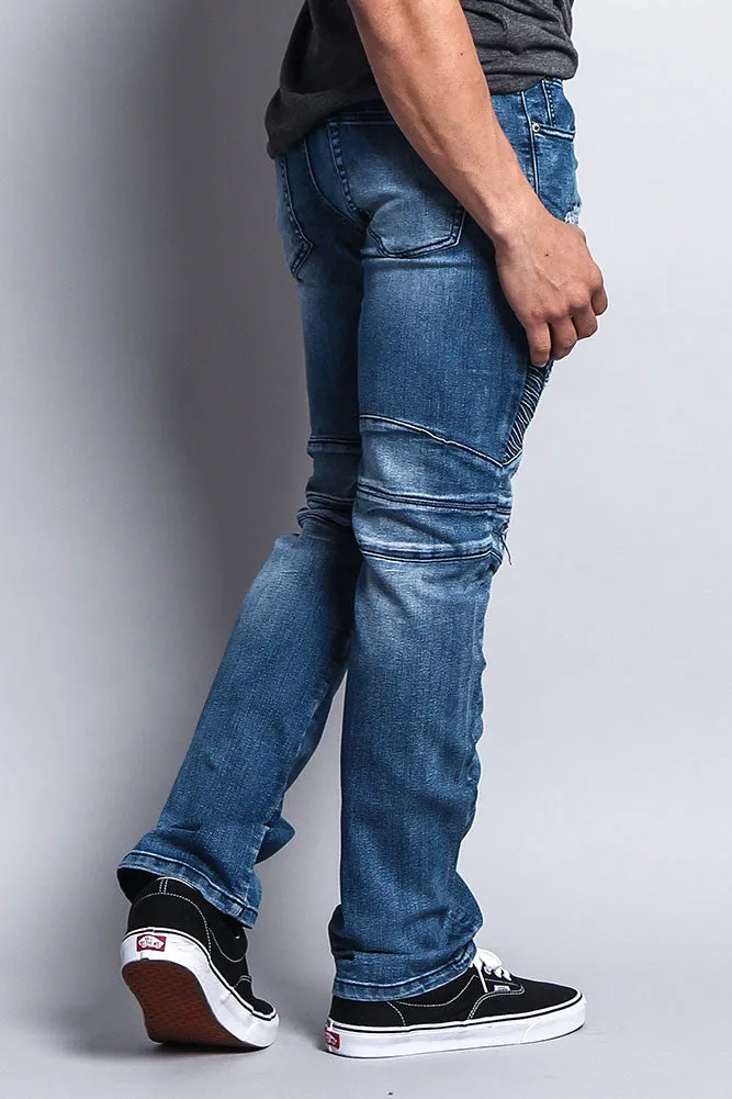 Destroyed Slim Fit Biker Jeans