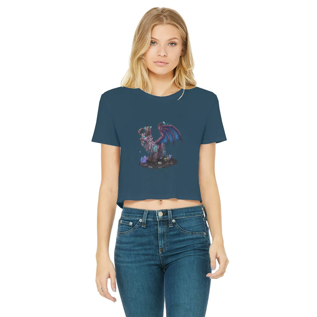 Deviant Dungeon Lurker Classic Women's Cropped Raw Edge T-Shirt