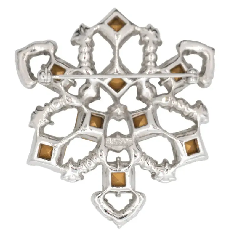 Diamanté Snowflake Brooch by Bogoff