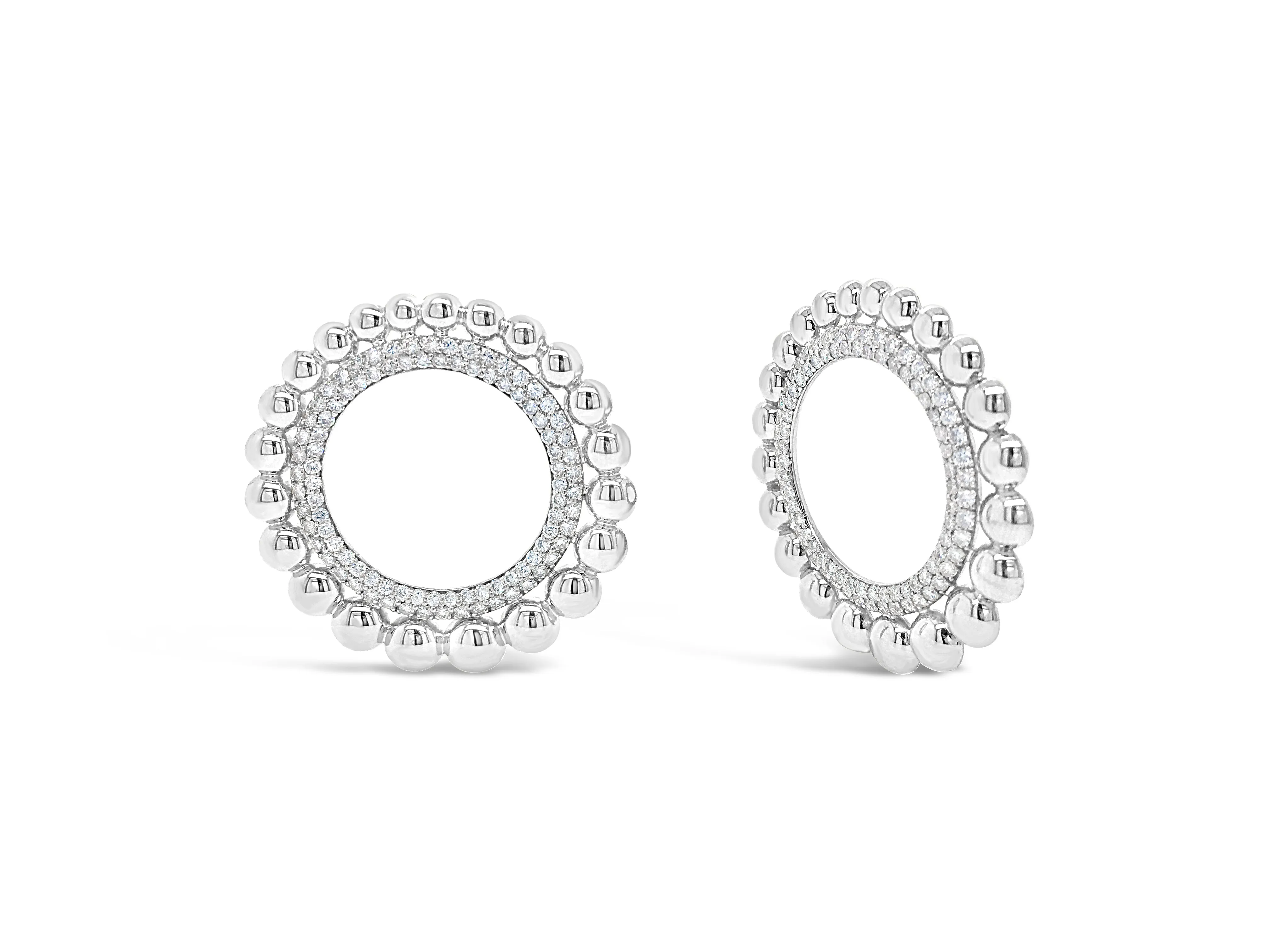 Diamond & Gold Beaded Circle Earrings