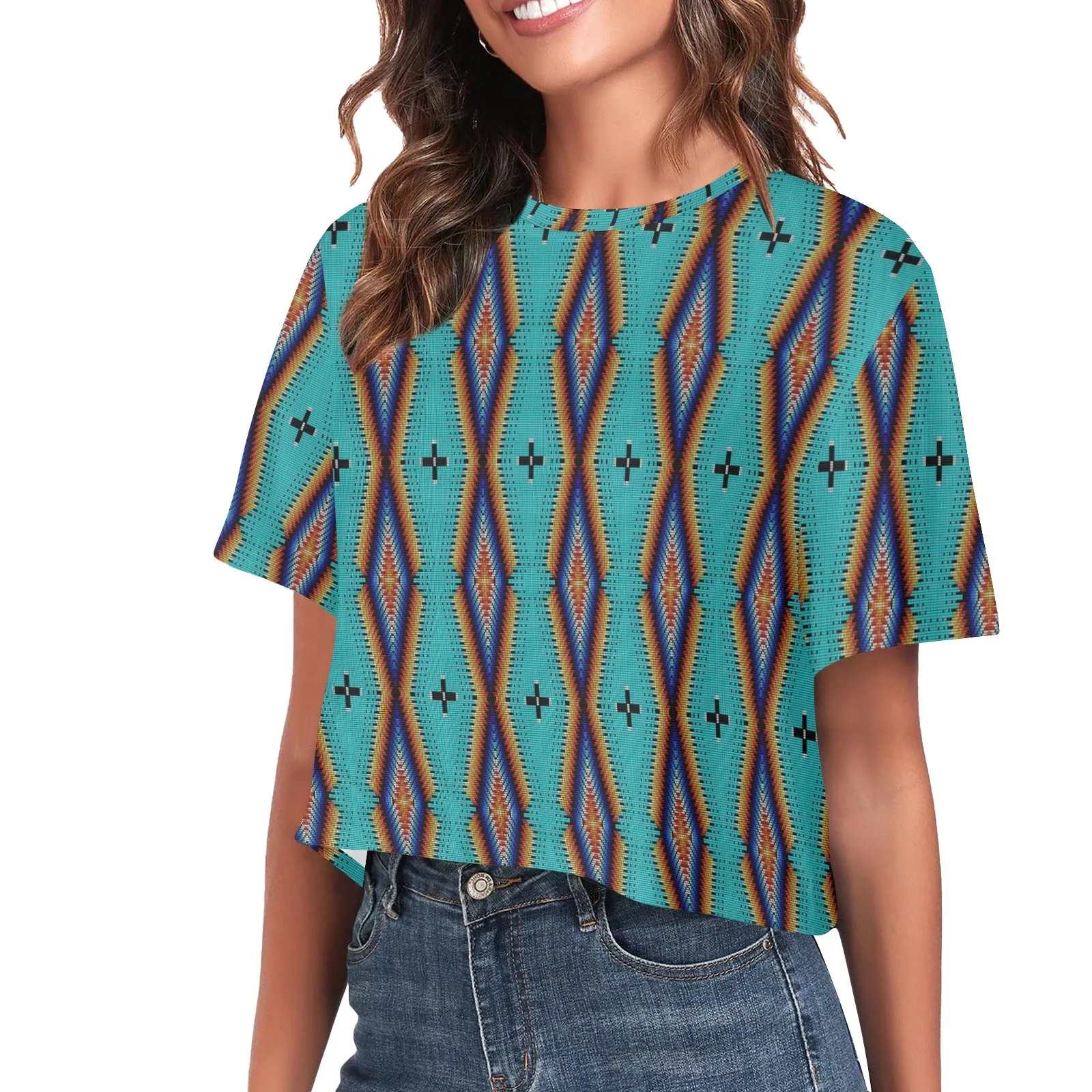 Diamond in the Bluff Turquoise Women's Cropped T-shirt