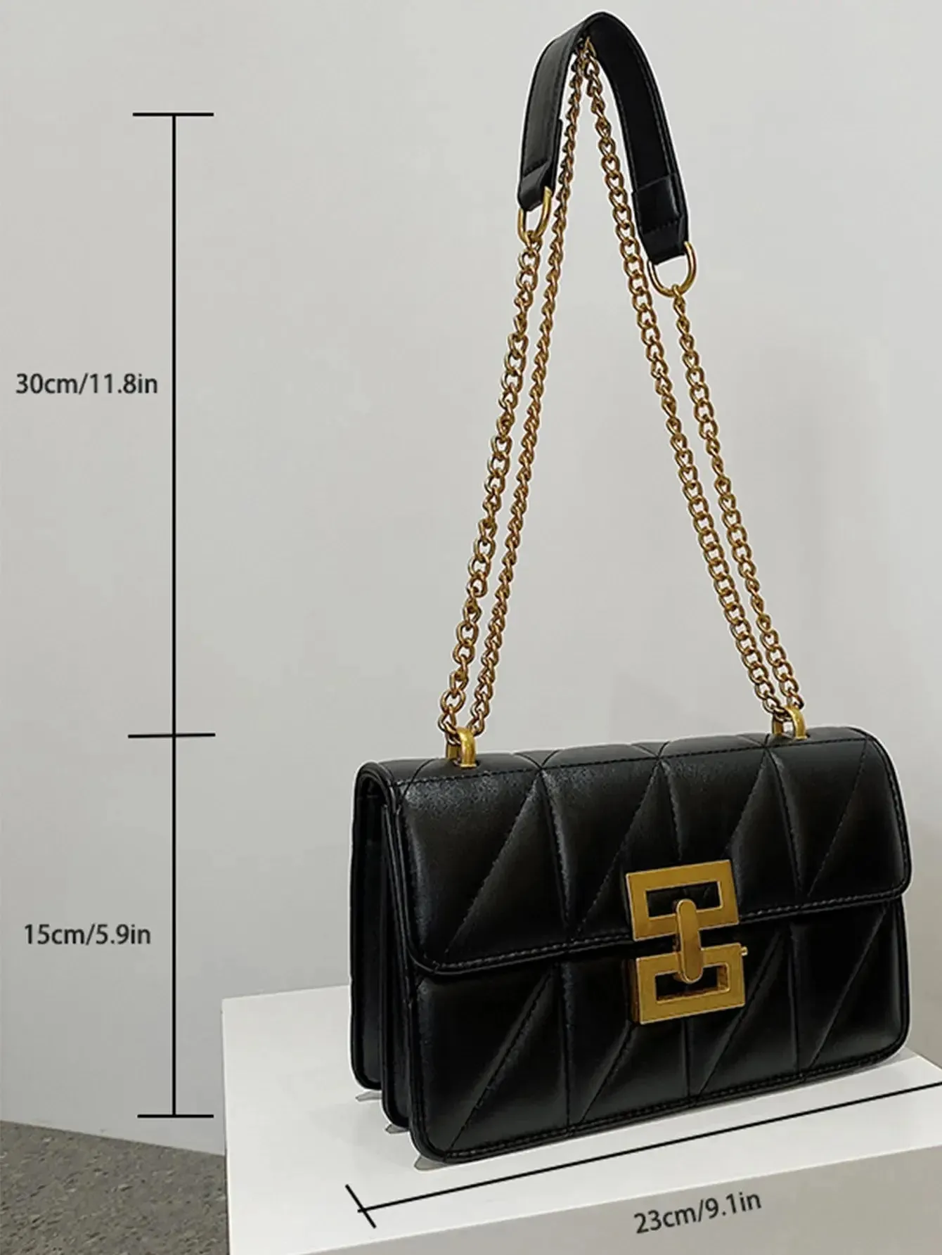 Diamond-Shaped Embossed Fashion Chain For Female Commuters With One Shoulder Messenger Bag