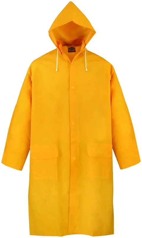 Diamondback PY-800L Raincoat, L, Polyester/PVC, Yellow, Comfortable Corduroy Collar, Double Fly Snap Closure, Knee :EA: QUANTITY: 1