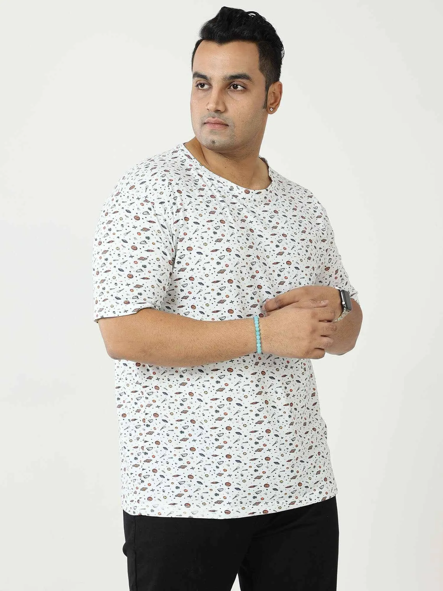 Digital Printed  Round Neck T-Shirt Men's Plus Size