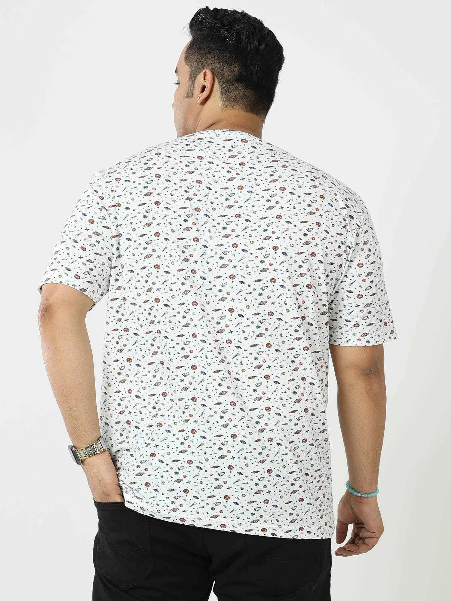 Digital Printed  Round Neck T-Shirt Men's Plus Size