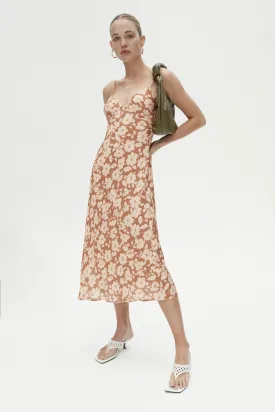 Dina Dress - Mocha Floral