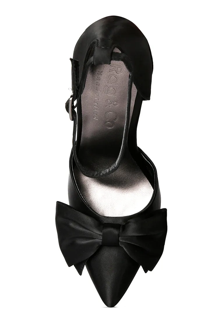 Dingles High Heeled Satin Bow Sandals