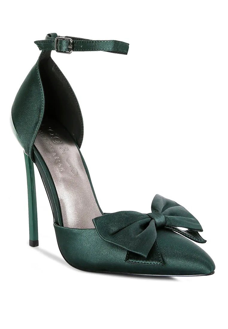 Dingles High Heeled Satin Bow Sandals