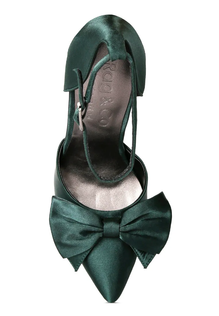 Dingles High Heeled Satin Bow Sandals