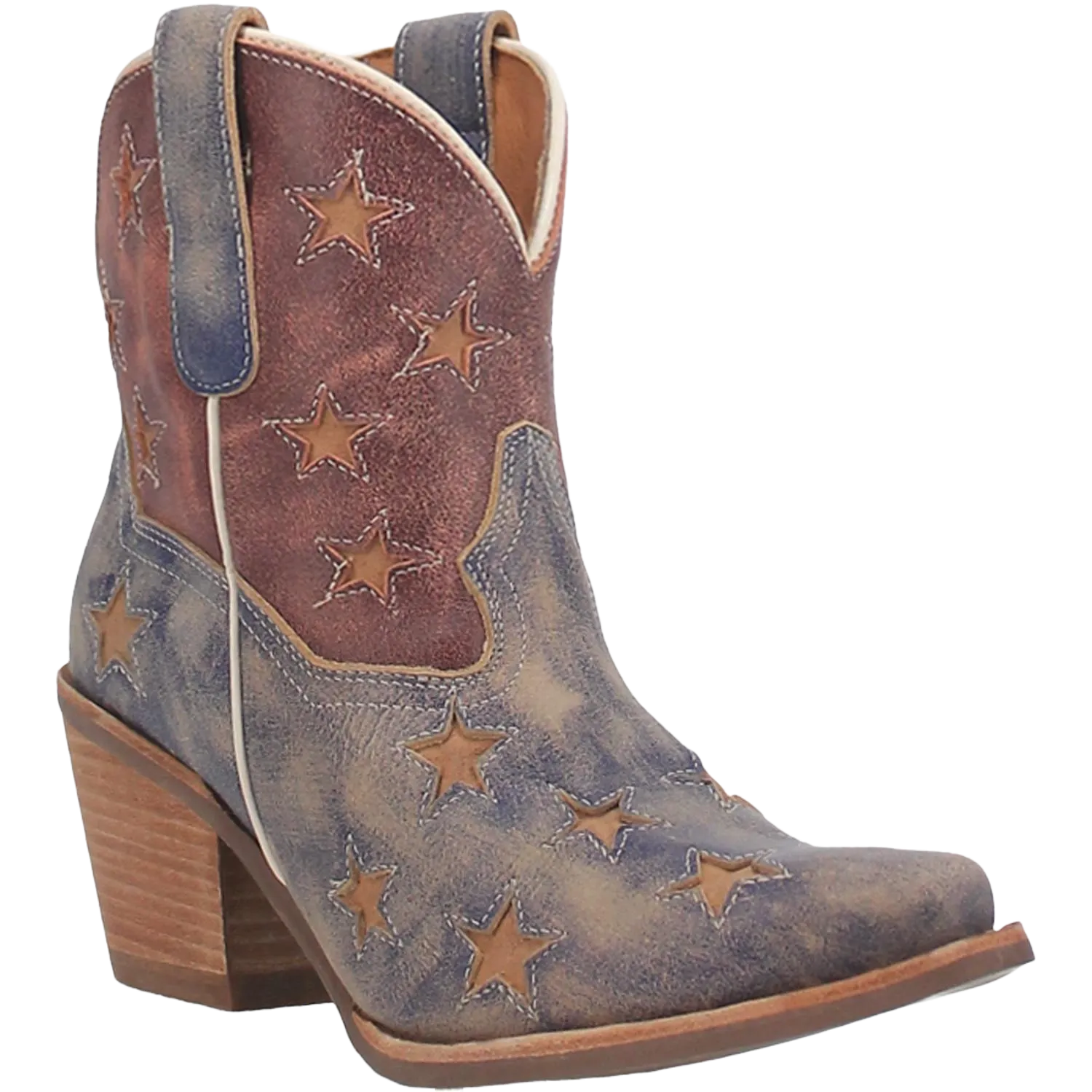 Dingo Ladies Liberty Stars Red & Blue Snip Toe Booties DI769