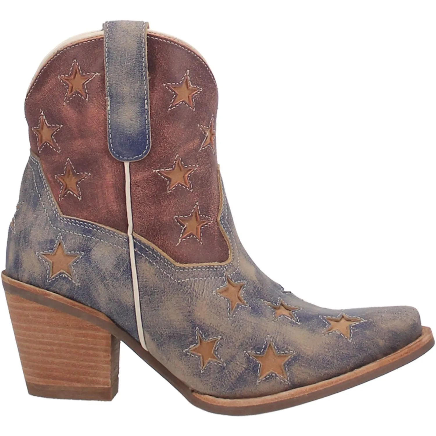 Dingo Ladies Liberty Stars Red & Blue Snip Toe Booties DI769