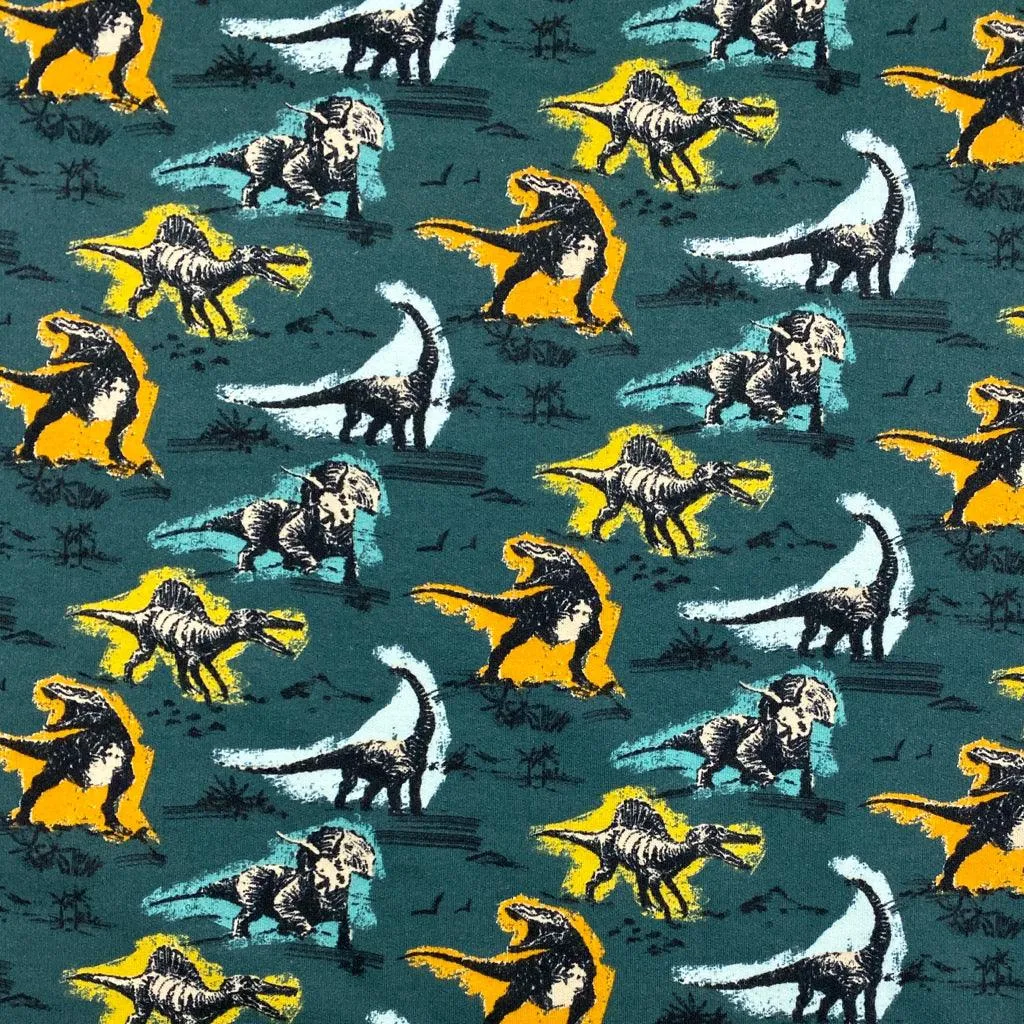 Dinosaurs Organic Brushed French Terry Fabric