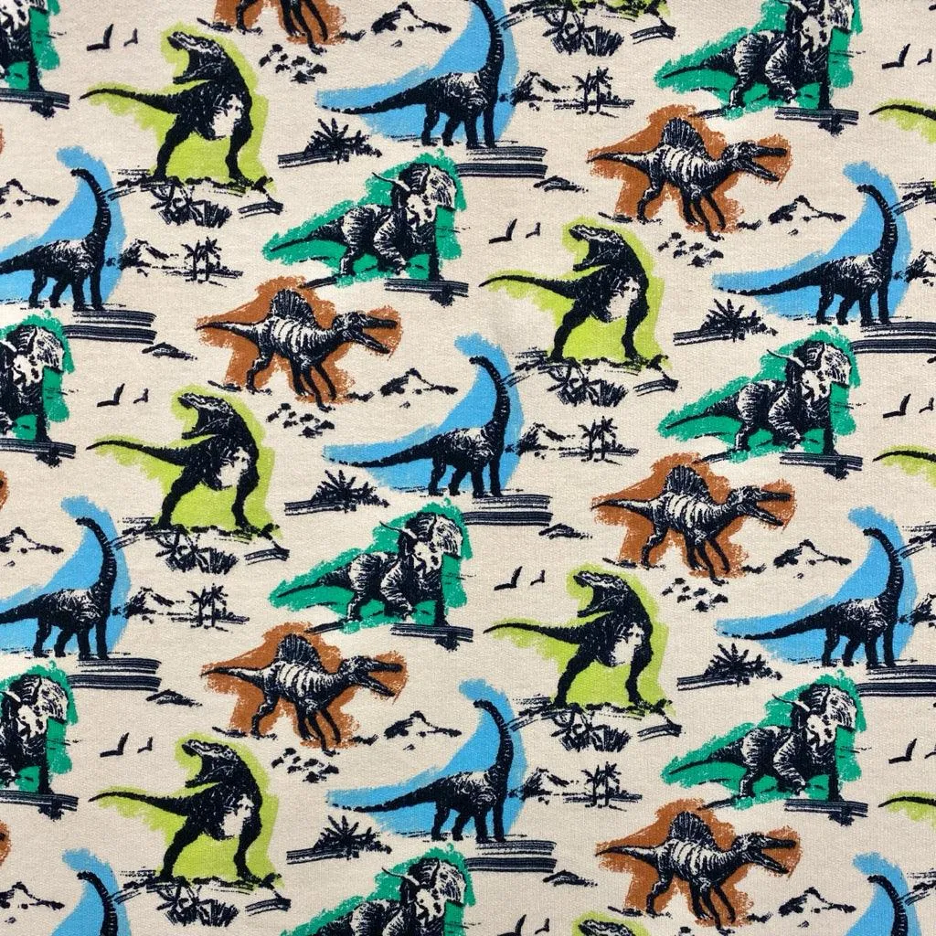 Dinosaurs Organic Brushed French Terry Fabric