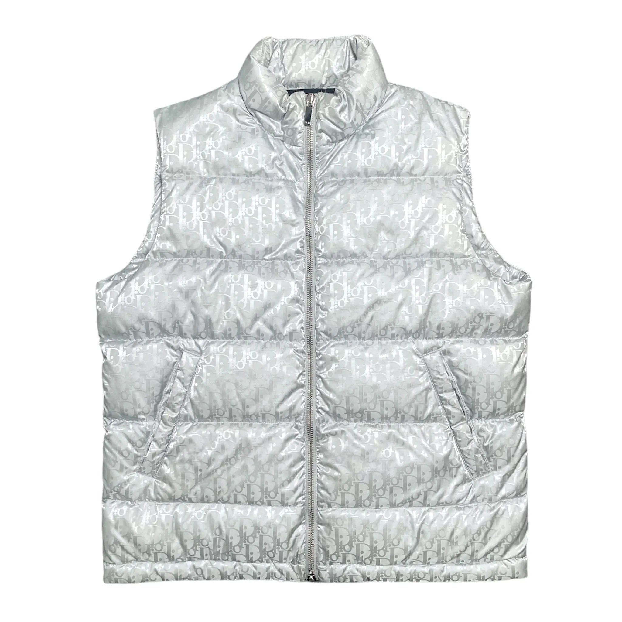 Dior Oblique Down Vest Silver Pre-Owned