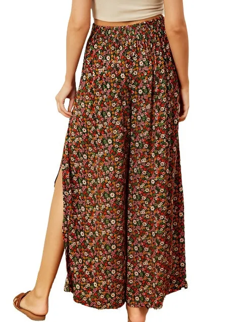 Ditsy Floral Wrap Slit Pants