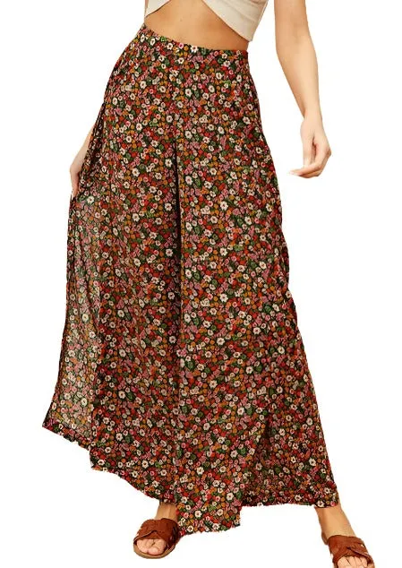 Ditsy Floral Wrap Slit Pants