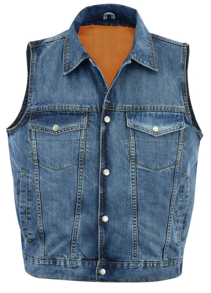 DM970BU Snap Front Blue Denim Vest