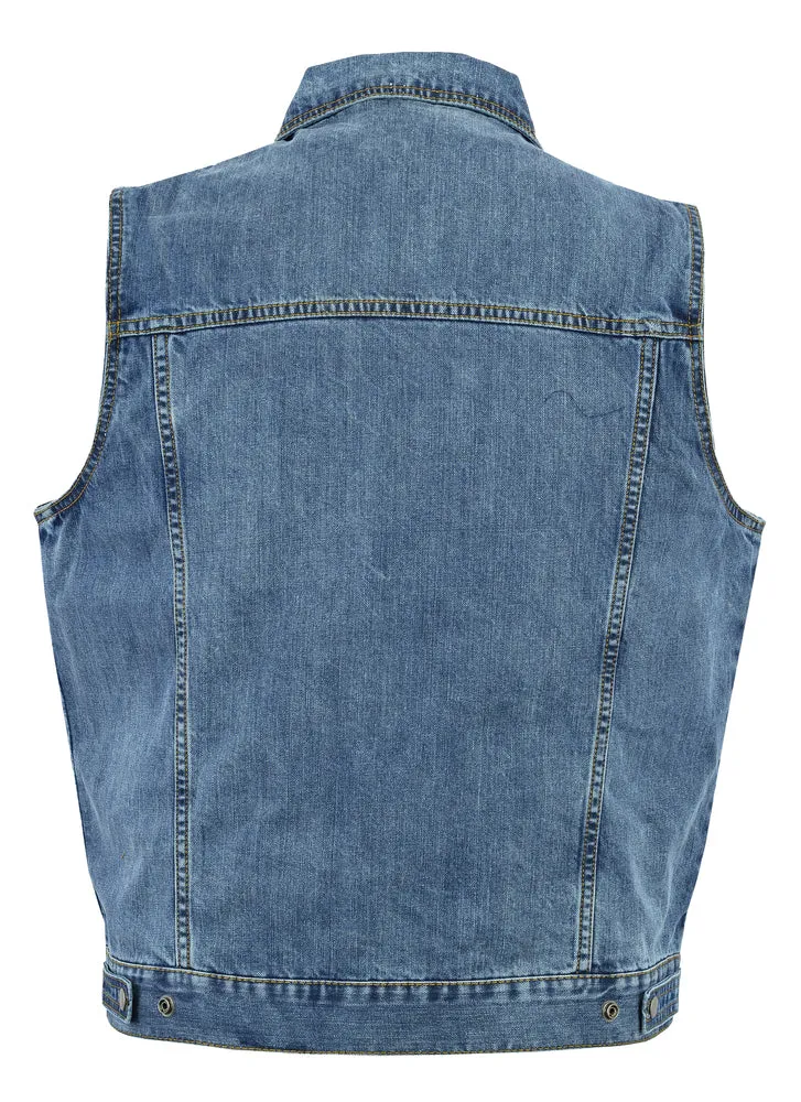 DM970BU Snap Front Blue Denim Vest