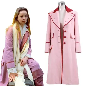 Doctor Who 5th Doctor Romana Long Pink Cashmere Trench Coat Cosplay Costume