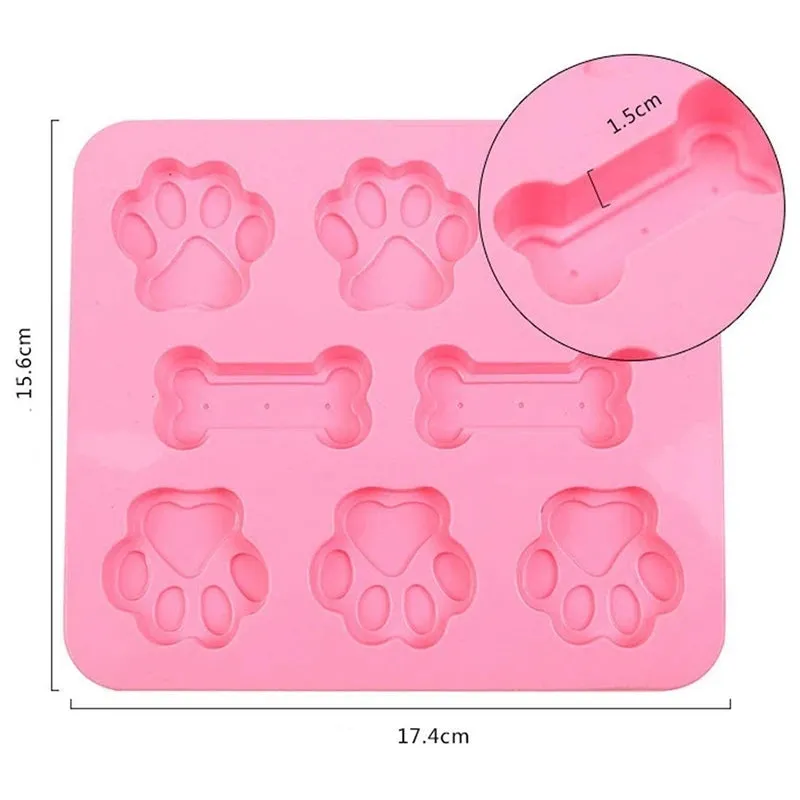 Dog Footprint Silicone Mold Cake Molds Bone Cookie Cutter Fondant 3D DIY Cat Paw Silicone Bakeware Molds Baking Accessories