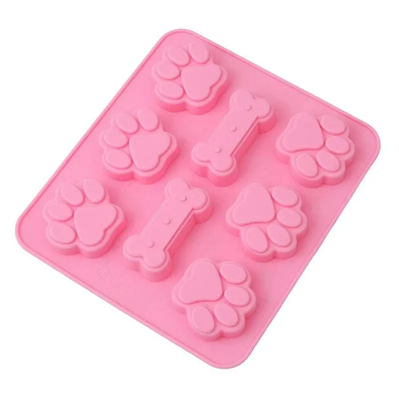 Dog Footprint Silicone Mold Cake Molds Bone Cookie Cutter Fondant 3D DIY Cat Paw Silicone Bakeware Molds Baking Accessories