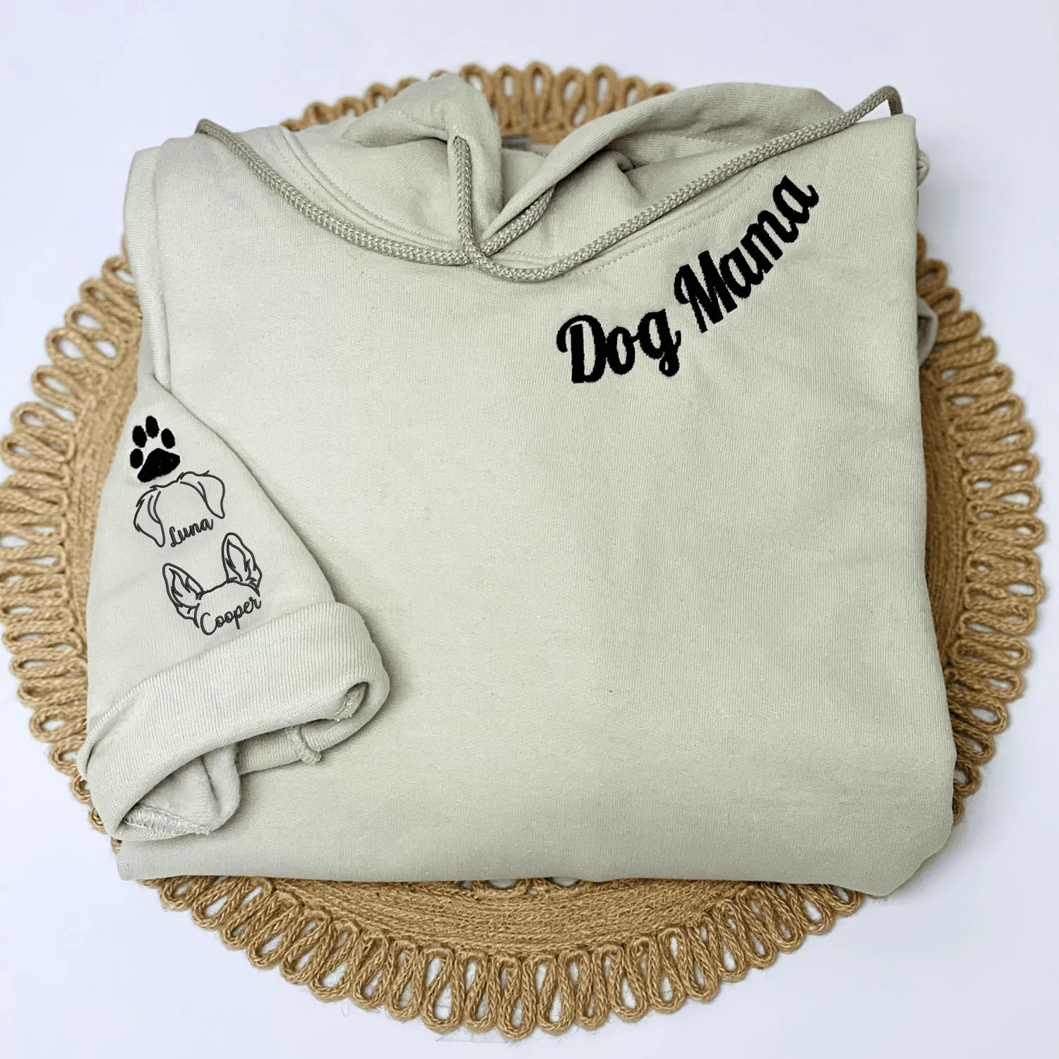 Dog Mom Sweatshirt, Hoodie Embroidered with Dog Ear, Name, Unique Gift for Dog Mom