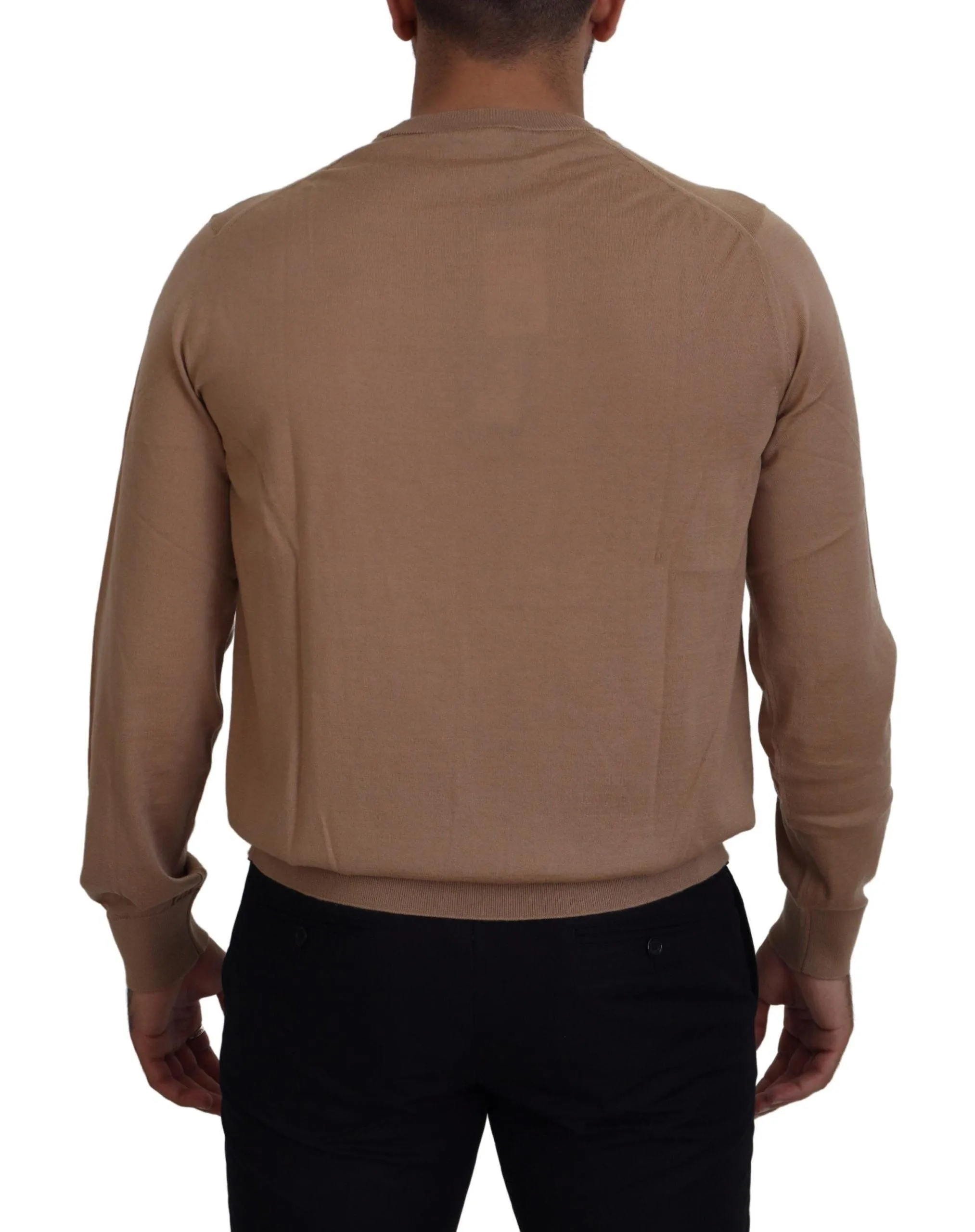 Dolce & Gabbana Beige Cashmere Crown Logo Pullover Sweater