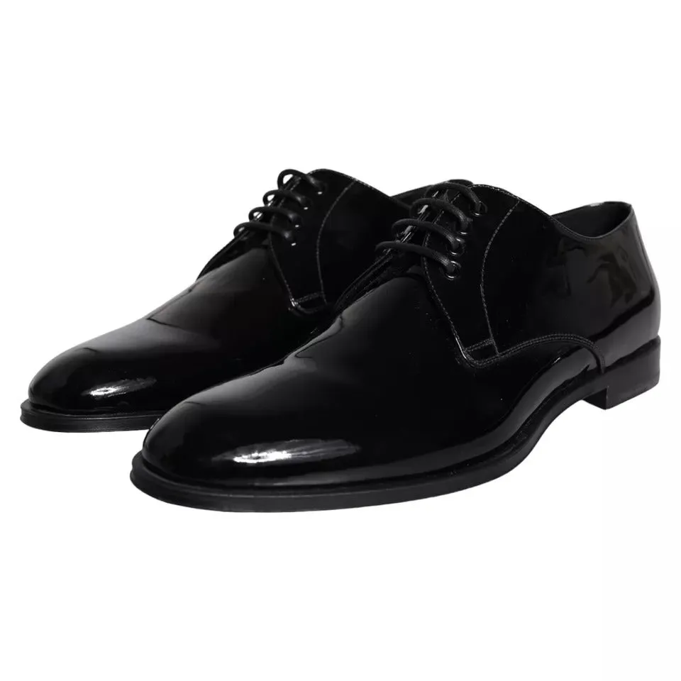 Dolce & Gabbana Black Patent Leather Derby Formal Dress Shoes