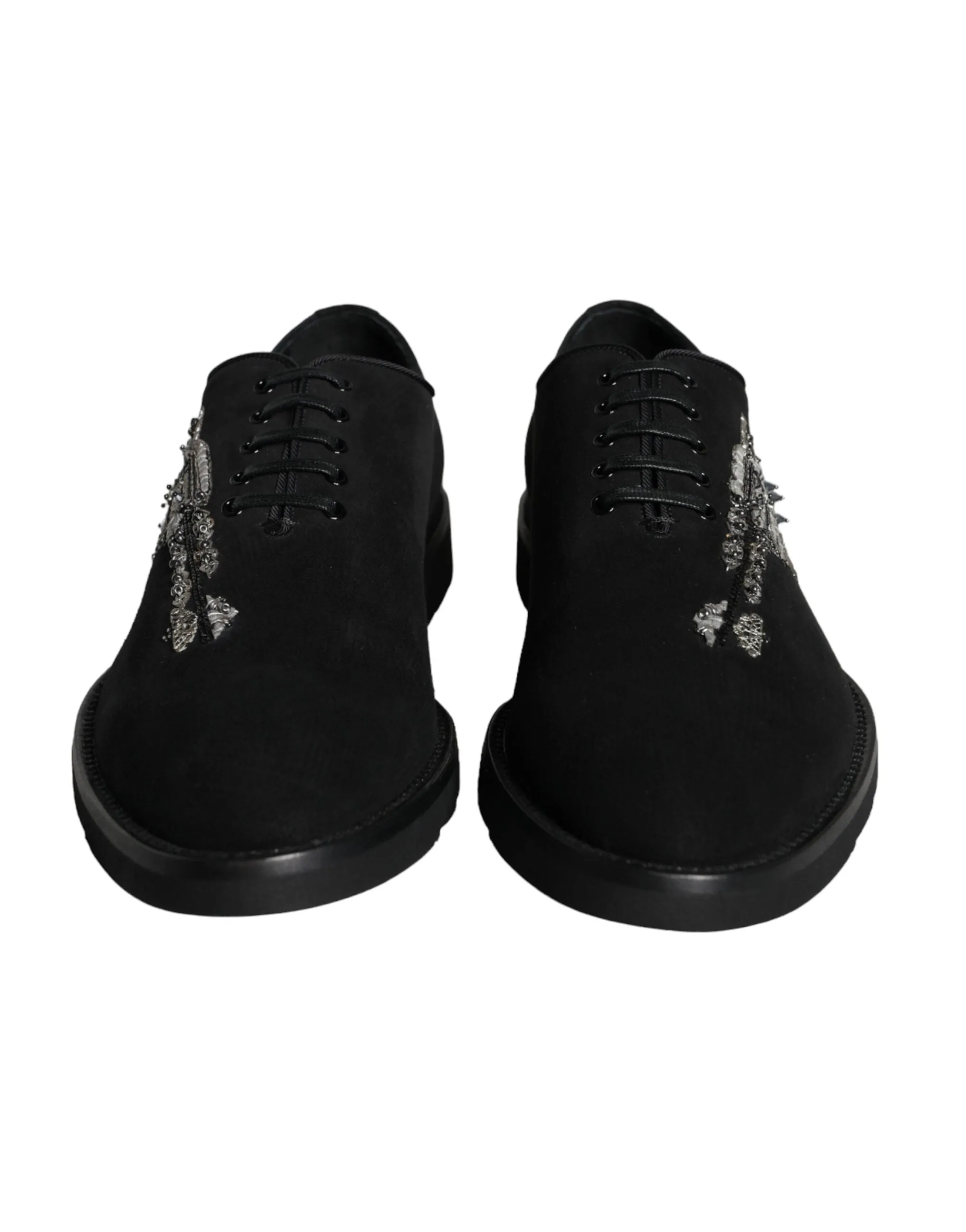 Dolce & Gabbana Black Suede Sicilia Lace Up Formal Shoes