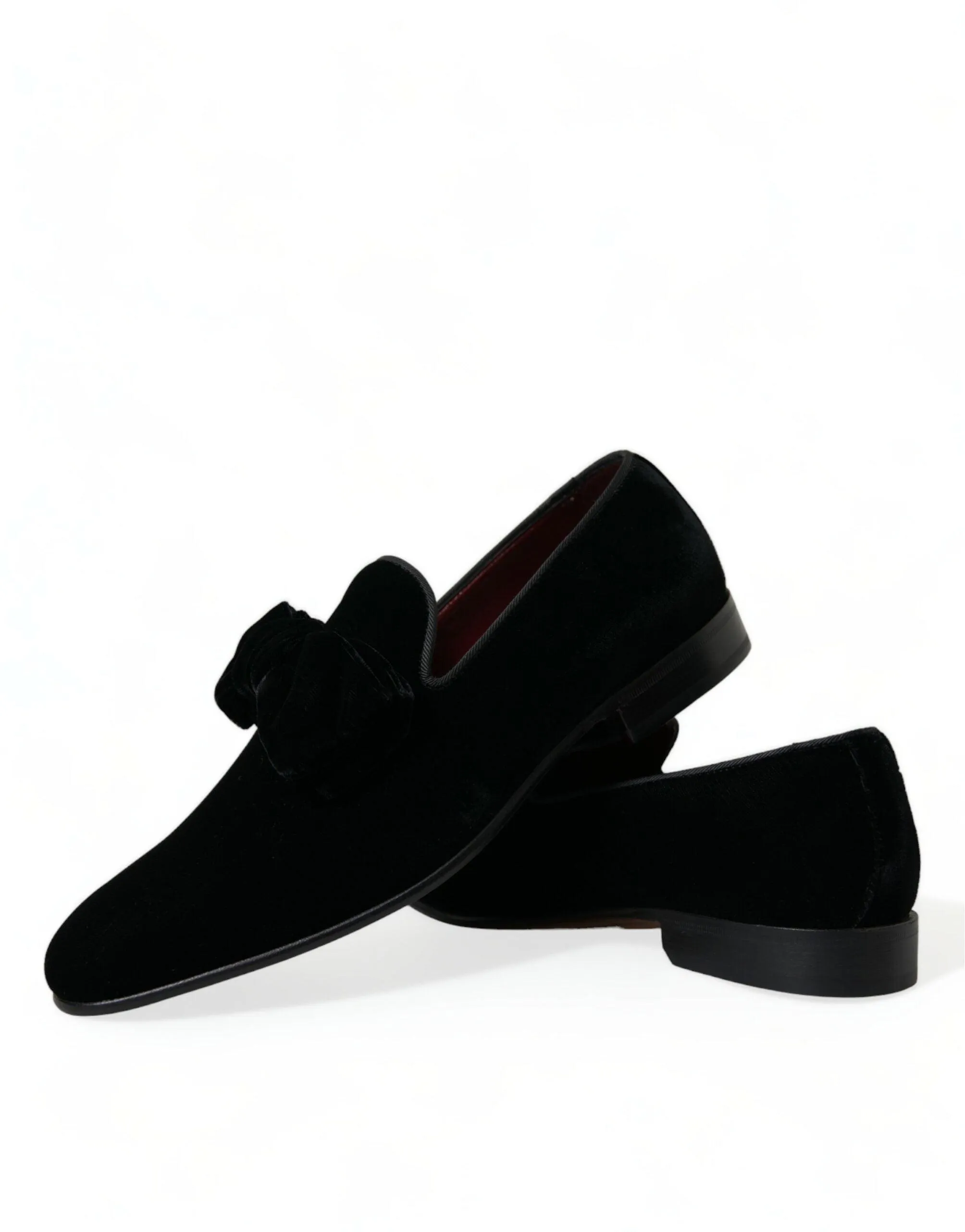 Dolce & Gabbana Black Velvet Loafers Formal Dress Shoes